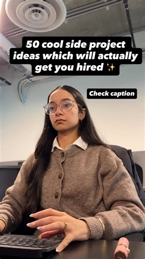 Tech Tanjas | AI Engineer on Instagram: "50 cool side project ideas 🖥️ Tech + Coding: 1. Personal portfolio website 2. Al-powered chatbot (e.g. OpenAl API) 3. Budget tracker web app 4. Link-in-bio tool clone 5. Daily quote generator 6. Browser extension for tab management 7. Resume builder with export-to-PDF 8. Mood-based playlist generator w/ Spotify API 9. Weather dashboard using real-time API 10. Custom to-do list with animations 📱 Mobile App Ideas 11. Plant watering reminder 12. Local café