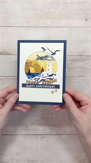 Sunset Coast Lighthouse Anniversary Card | Stampin’ Up! Scenic Coast Suite