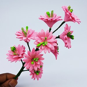 Wow!! Wonderful foam flower making very easy tutorial at home - Room decoration ideas with eva glitter foam sheet paper flower from foamiran #flowers #decor #handmade | Origami Art & Crafts