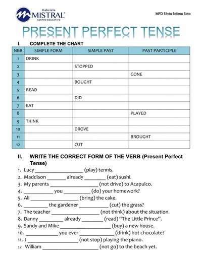 Present perfect online exercise for QUINTO PRIMARIA