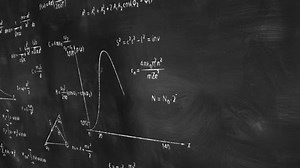 math physics formulas on chalkboard panning, computer generated loopable motion background. HD 1080 progressive
