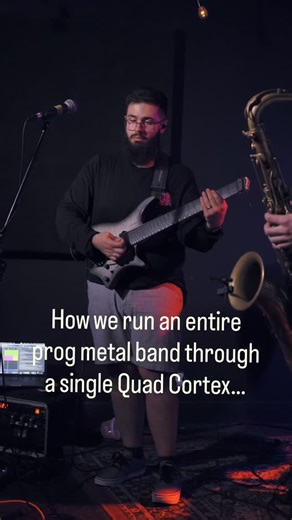 Amero on Instagram: "Full band runs through one @neuraldsp Quad Cortex, synced with the laptop and IEM/ tracks rig. No amps, no clutter. #QuadCortex #NeuralDSP #LiveRig #IEMrig #ProgMetal #JazzMetal"
