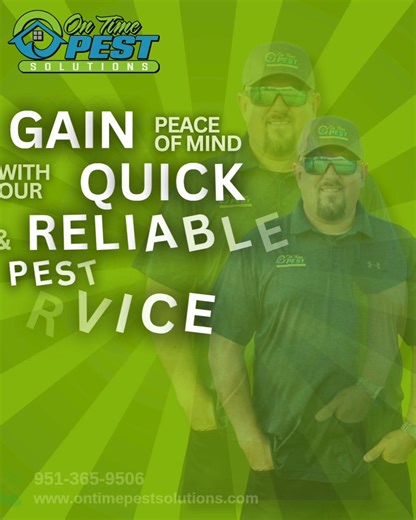 OnTimePestSolutions on Instagram: "Gain peace of mind with our quick and reliable pest control service. At On Time Pest Solutions, we respond fast, work thoroughly, and protect your home so you can focus on what matters most—comfort, safety, and a pest-free space. These are the areas we service: 📍 Temecula – 92589, 92590, 92591, 92592, 92593 📍 Murrieta – 92562, 92563, 92564 📍 Hemet – 92543, 92544, 92545, 92546 📍 San Jacinto – 92581, 92582, 92583 📍 Wildomar – 92595 📍 Winchester – 92596 📍 F
