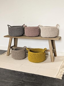 Towel and Cosmetic Storage Basket - Handmade Round Crochet Organizer, Bathroom Basket Available in Many Colors - Etsy