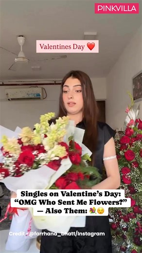 POV: You ordered your own flowers, tracked the delivery, received the OTP… and still acted shocked like it’s a secret admirer 😭❤️ #farrhanabhatt #pinkvilla #valentinesday | PinkVilla