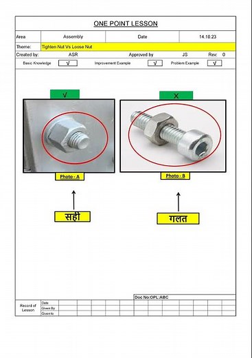 How to Draft One Point Lesson for Assy & QA to describe Critical to Quality Point in just 02 Photos