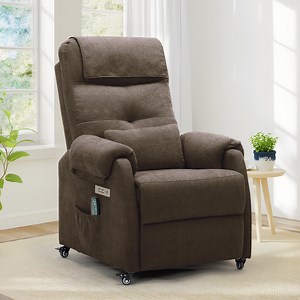 Korser Power Small Recliner Chair for Small Spaces with Wheels and USB Ports for Living Room,Brown