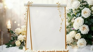 wedding background with frames and flowers, 4K smooth looping video