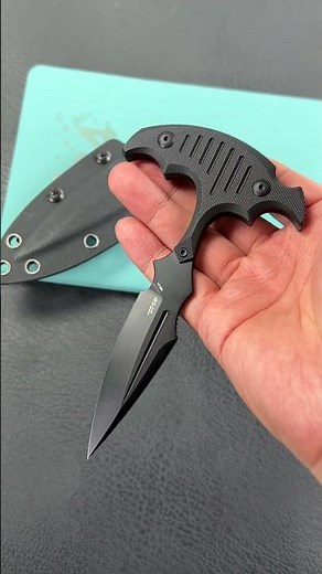 KUBEY KU242C Push Dagger Fixed Blade Outdoor Knives w/ Kydex Sheath Black G-10 Black Coating 14C28N