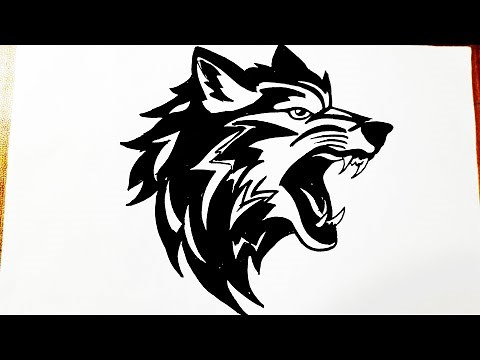 How to draw a tribal wolf head tattoo
