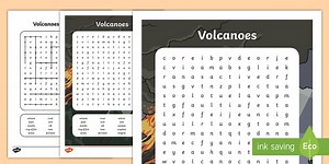 Volcano Themed Word Search