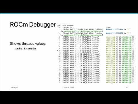 AMD HIP Tutorial, 6-4, rocgdb