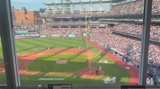 Chase DeLauter's walk up song? "Country Roads, Take Me Home" - fitting for the West Virginia native 👏And Guardians fans are singing, even after the in-stadium speakers stop playing it 🎶