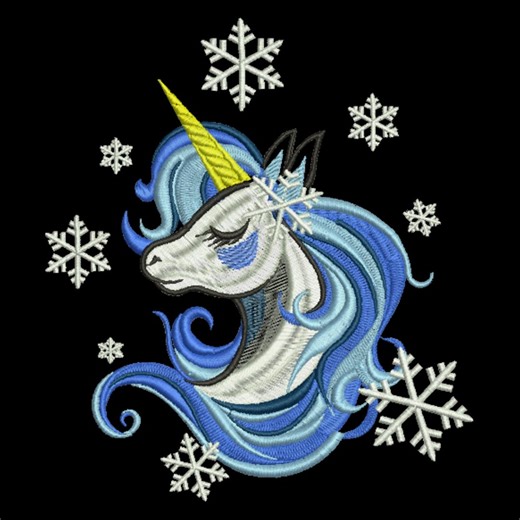 Unicorn Embroidery Design | Winter Unicorn Machine Embroidery Pattern | Magical Unicorn With Snowflakes Embroidery File | Fantasy Design - Etsy