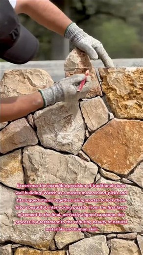 The Art of Stone Masonry 🪨🏗️ Satisfying Natural Build #stone #wall #home #homedecor #design #art