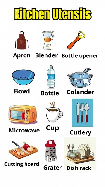Kitchen Utensils in English. #KitchenUtensils#LearnEnglish #EnglishVocabulary#Shorts#ESL#english