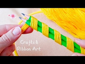 💖🌟 Use Pencils - Easy and Quick Idea for Cute Yarn Flowers - You will Love this Method - DIY Flowers