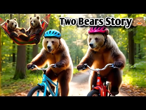Two bears cartoons story 🙈|cartoon story|bears friendly playing together🥰