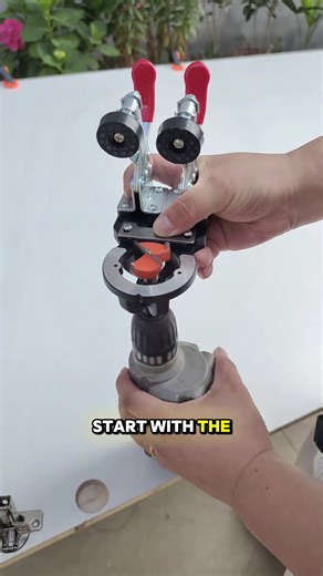 ALIGN. DRILL. HANG. 🚪🎯 Dead center holes. Every single time. Zero measuring errors. Stop ruining expensive doors. Get factory precision. PRO RESULTS INSTANTLY! 👇 #quickmechtools #fyp #Cabinetry #HingeJig #WoodworkingTools