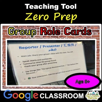 Group Role Cards - English–Chinese–Arabic ELL Support - Grades 3-8