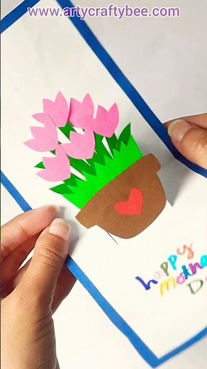 DIY Tulip Pop-Up Card for Mother’s Day 🌷 | Easy Paper Craft for Kids #Shorts
