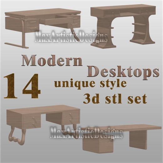14 Modern Desktop 3D STL Models: Miniature Designs for 3d Printer Machines - Download - Etsy Ireland