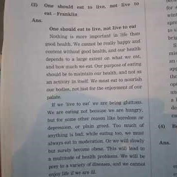 Expansion of Ideas " 1) one should eat to live not live to eat" std. Xi and 12th sub. English