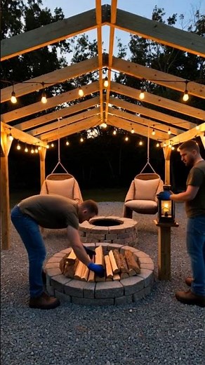 DIY Fire Pit & Pergola Build 🛠️ #Handyman #Woodworking