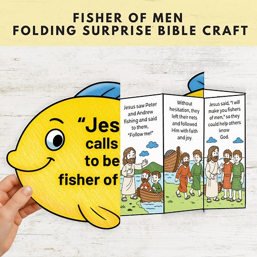 Fisher of Men Craft, Bible Story Activity for Kids, Jesus Calls Peter and Andrew, Sunday School, Folding Surprise Bible Craft, Coloring Page - Etsy