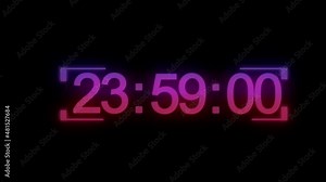 Digital stopwatch. Animation of the time report, the alpha channel is enabled