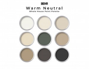 Behr Warm Neutral Paint Color Palette | Neutral Interior Behr Home Depot Whole House Paint Colors - Etsy