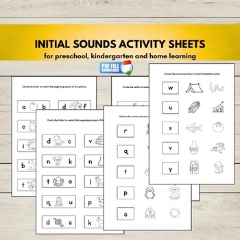 Initial Sounds Activity Sheets, Letter Sound Match, ABC Phonics Printable,