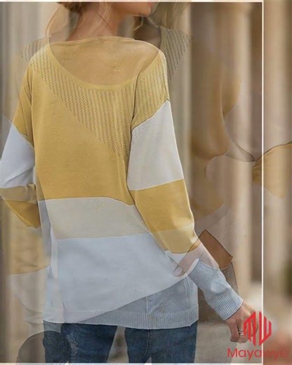 Color Block V-Neck Knit Top