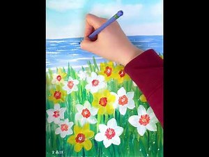 小学生でも超簡単！水彩絵の具で水仙の花描こう！