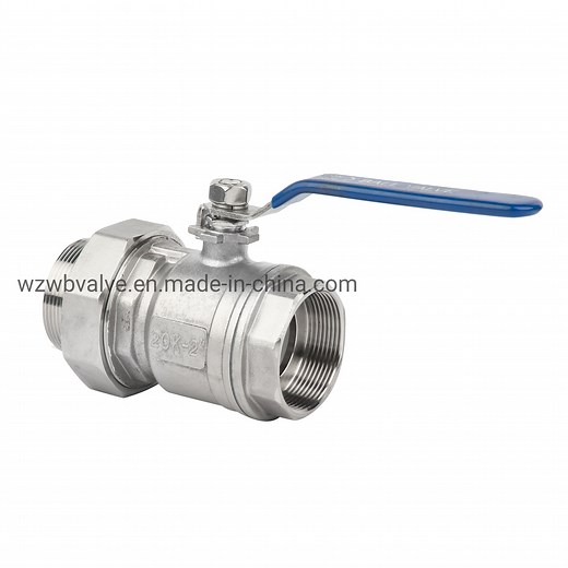 [Hot Item] Union End Stainless Steel 2PCS Ball Valve with Cap & Hose Union with Handle