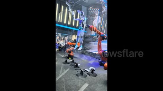 Robot falls and shatters during 'Tomorrow's Walker' exhibition at Shanghai tech museum