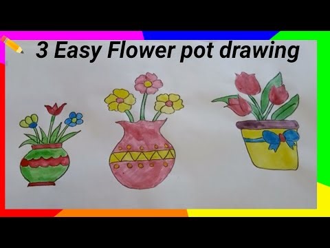 Easy flower pot drawing for beginners।। Simple and beautiful flower vace art।।❤️🌺🌺#vase#flower#viral