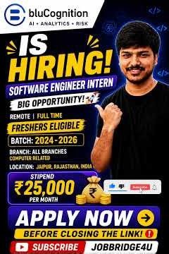 BluCognition Hiring Freshers 🚀 Software Engineer Internship | Apply Now