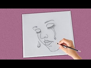 Sad crying girl face drawing | Step by step Pencil sketch for beginners | How to draw