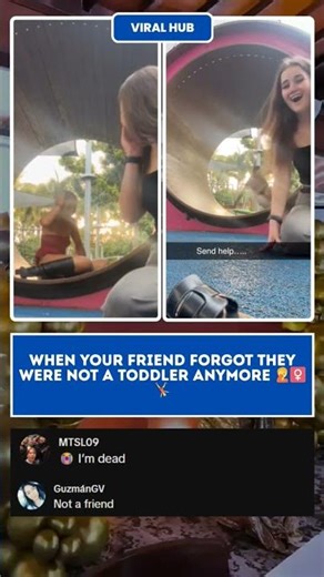 She forgot she's not a toddler 🤣 Adult stuck in playground! 🤦‍♀️ #PlaygroundFail #Funny #Shorts