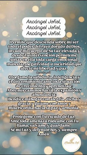 Oración canalizada del día al Arcángel Jofiel 💛 #arcangeljofiel #llamadorada #regentelunes #sanacionespiritual #purificacion #proteccion #elevacionespiritual #sabiduriadivina #luz #oraciónyfe #diosesbueno #diosesjusto @plumadeamor888 | Maestra Sol