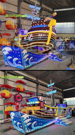 Thrilling Pirate Ship Ride - Swinging Amusement Park Attraction for All Ages