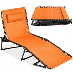 Best Choice Products Patio Chaise Lounge Chair, Outdoor Portable Adjustable Pool Recliner w/ Pillow - Orange