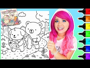 My NEW! Cozy Critters Coloring Book 🐶🐻 | Forest Treasure Map Coloring Page | Ohuhu Art Markers