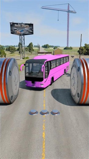 Colourful Long City Buses & Cargo Truck vs Hydraulic Crush - BeamNG.Drive #shorts #beamngdrive