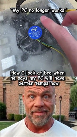 Bro really thought this would lower temps #gamingpc #meme #fail