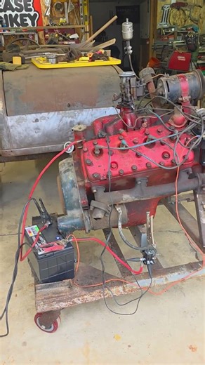 Flathead ford V8 engine on running stand #mechanic #ford