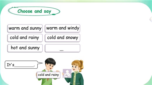 【课件】人教版新教材四年级上册Unit5 The weather around us.对话课操练||编号73