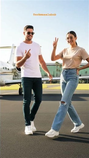 Private Jet Runway Love#fashioncouple#lovestory#streetstyle#privatejet#viralshorts