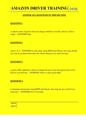 AMAZON DRIVER TRAINING QUESTIONS AND ANSWERS 2025#learnexams2025